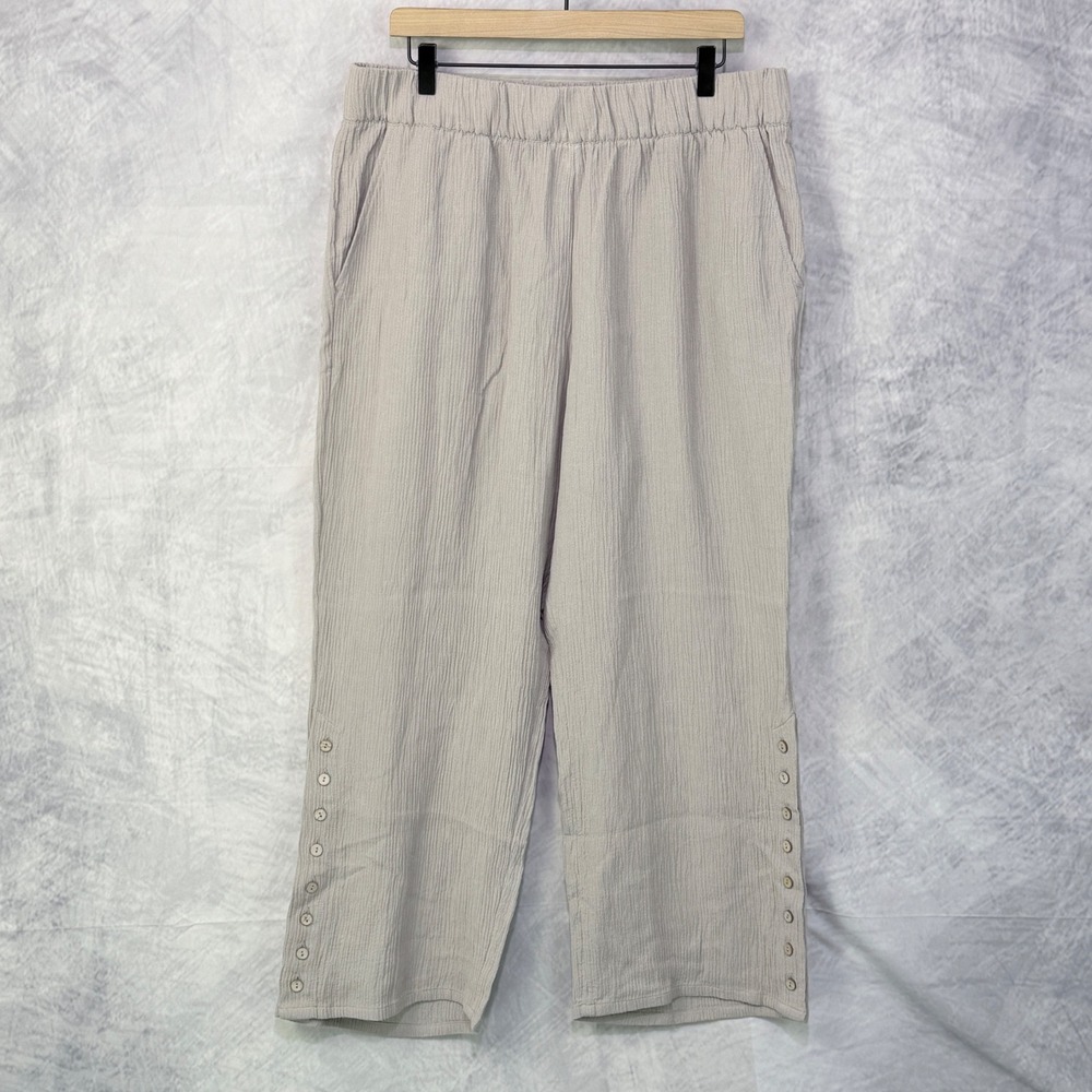 Soft Surrounds Gauze Wide Leg Button Trim Pants Womens sz XLP coastal minimalist